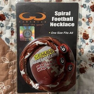 University Of Georgia Classic Spiral Football Necklace NCAA Gameball Leather